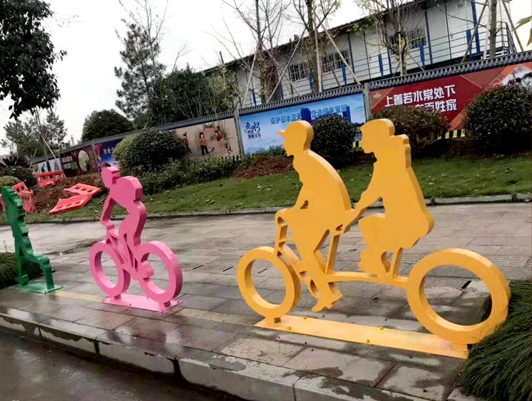 自行車運(yùn)動造型健康宣傳標(biāo)牌