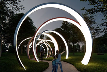 瓊海公園圓形景觀鋼結(jié)構(gòu)廊架價格