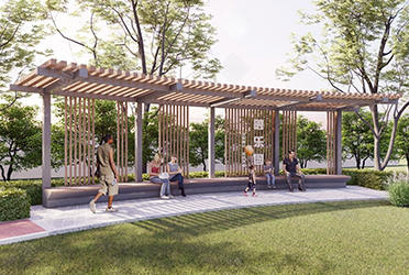 商洛公園景區(qū)仿木單臂景觀廊架廠家